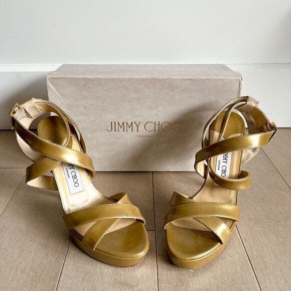 Jimmy Choo Iridescent Olive Heels - Picture 1 of 8